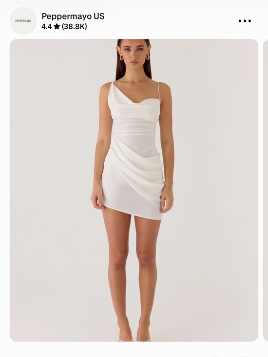 Peppermayo Dresses & Skirts - Peppermayo Ivory Asymmetrical Draped Mini Dress